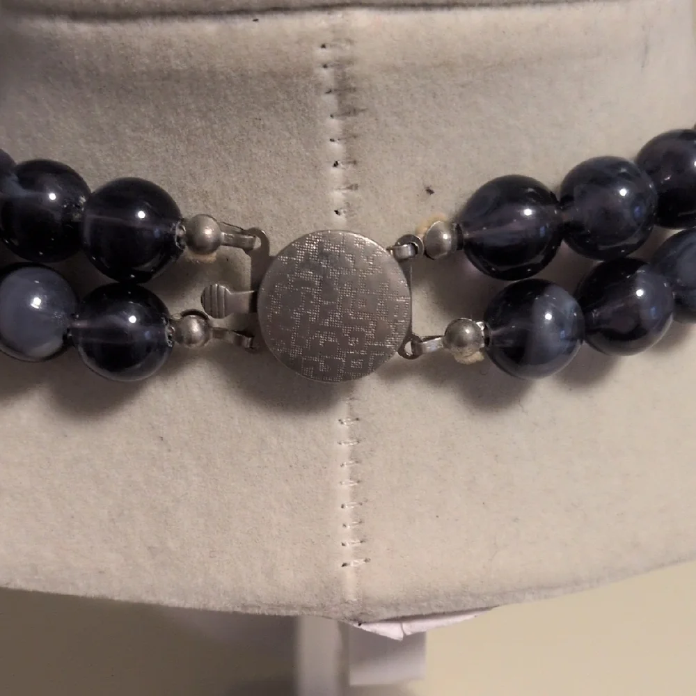 Chic Blue and Silver Double-Strand Costume Necklace‎ 18